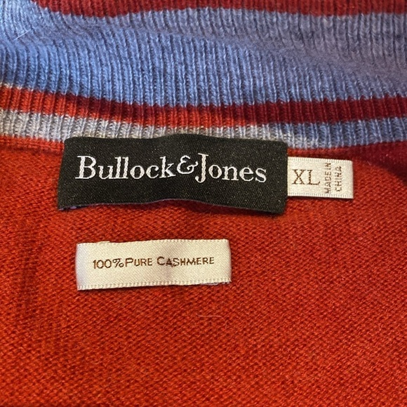 Bullock & Jones 100% Cashmere Half Zip Vest Red Sz XL - Picture 1 of 8